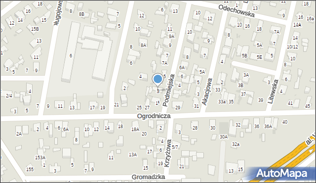 Radom, Podmiejska, 3, mapa Radomia