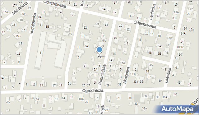Radom, Podmiejska, 7A, mapa Radomia