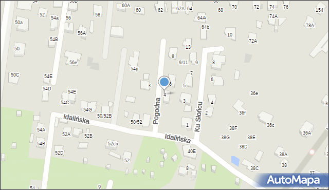 Radom, Pogodna, 4, mapa Radomia
