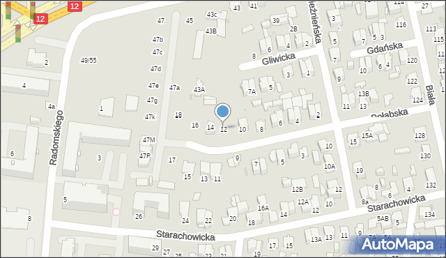 Radom, Połabska, 12, mapa Radomia