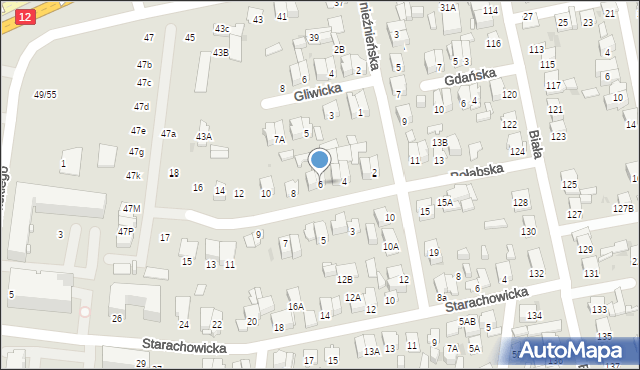 Radom, Połabska, 6, mapa Radomia