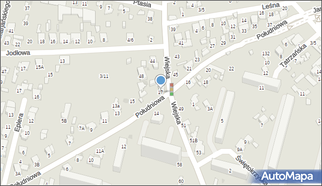 Radom, Południowa, 17, mapa Radomia