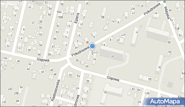 Radom, Południowa, 4, mapa Radomia