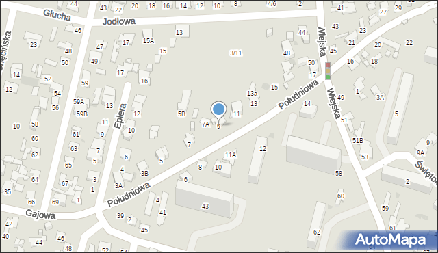 Radom, Południowa, 9, mapa Radomia