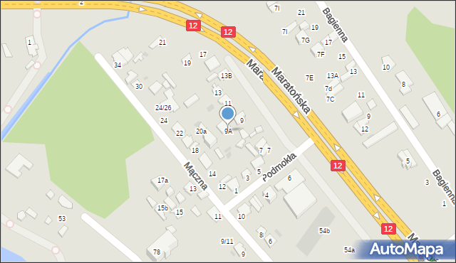 Radom, Podmokła, 9A, mapa Radomia
