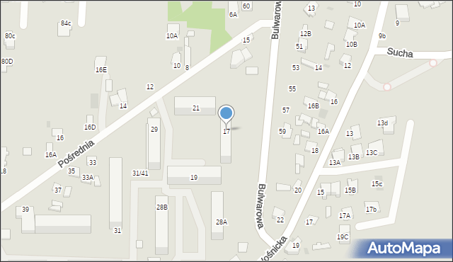 Radom, Pośrednia, 17, mapa Radomia