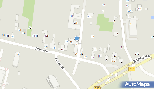 Radom, Północna, 20, mapa Radomia