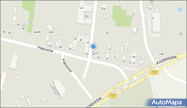 Radom, Północna, 22, mapa Radomia