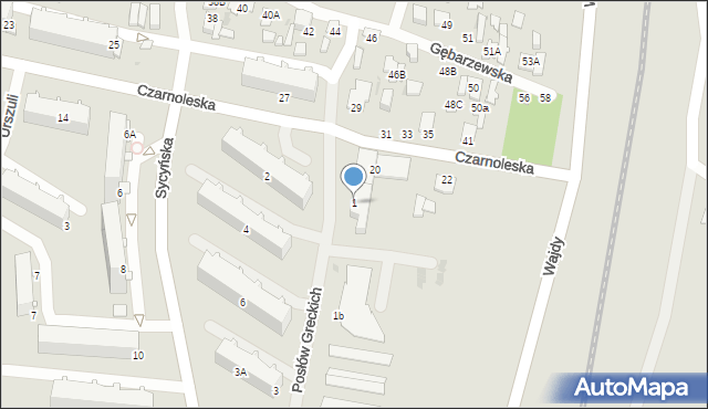 Radom, Posłów Greckich, 1, mapa Radomia