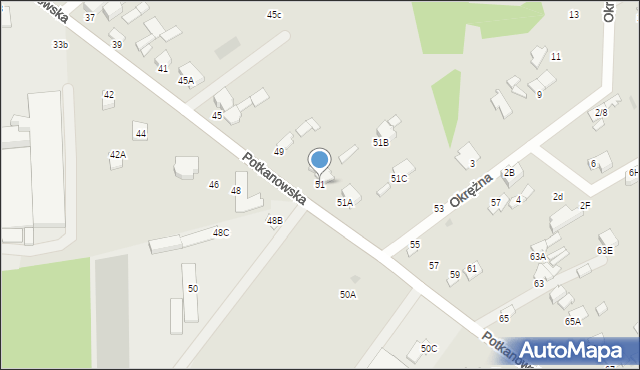 Radom, Potkanowska, 51, mapa Radomia