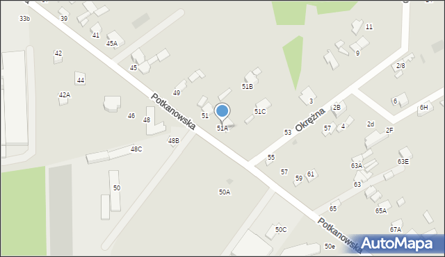 Radom, Potkanowska, 51A, mapa Radomia