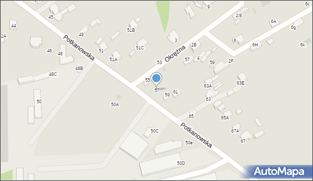 Radom, Potkanowska, 57, mapa Radomia