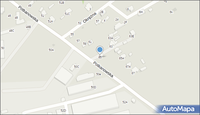 Radom, Potkanowska, 65, mapa Radomia