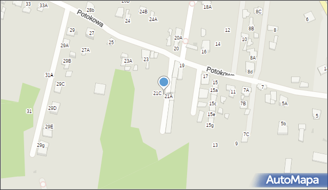 Radom, Potokowa, 21B, mapa Radomia