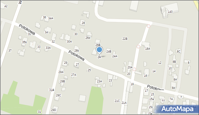 Radom, Potokowa, 24, mapa Radomia