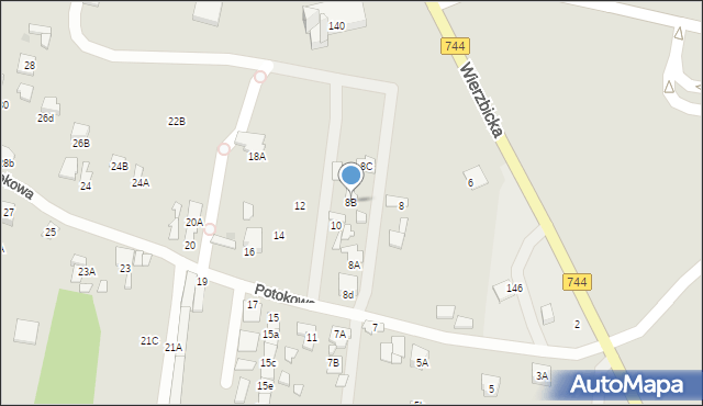 Radom, Potokowa, 8B, mapa Radomia
