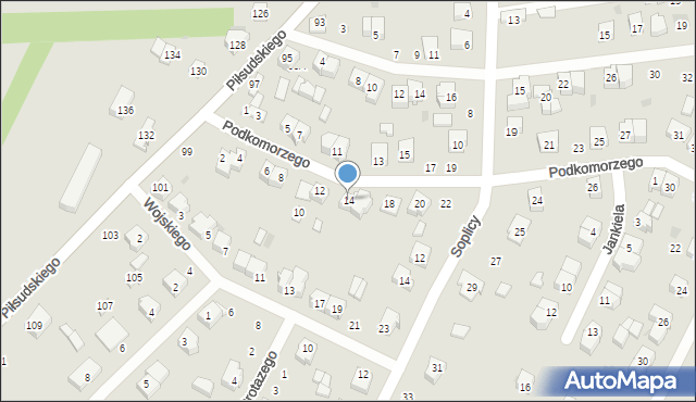 Radomsko, Podkomorzego, 14, mapa Radomsko