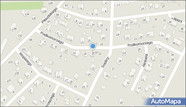 Radomsko, Podkomorzego, 20, mapa Radomsko