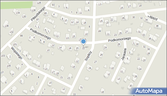 Radomsko, Podkomorzego, 22, mapa Radomsko