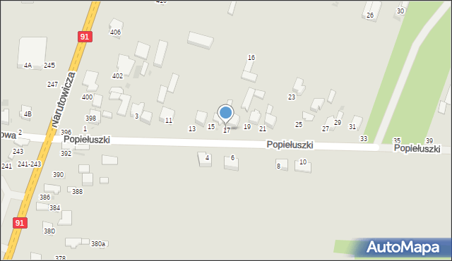 Radomsko, Popiełuszki Jerzego, bł. ks., 17, mapa Radomsko