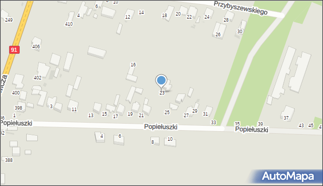 Radomsko, Popiełuszki Jerzego, bł. ks., 23, mapa Radomsko