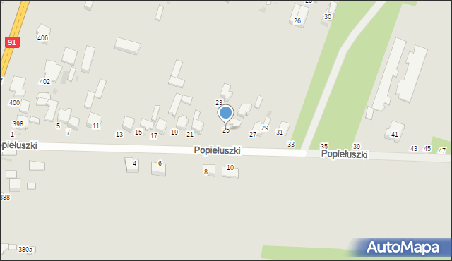 Radomsko, Popiełuszki Jerzego, bł. ks., 25, mapa Radomsko