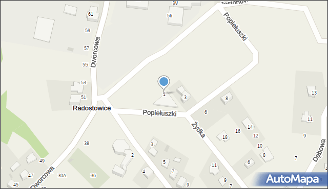Radostowice, Popiełuszki Jerzego, bł. ks., 1, mapa Radostowice