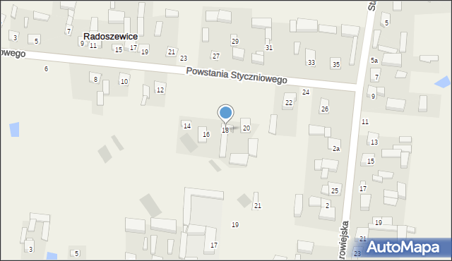 Radoszewice, Powstania Styczniowego, 18, mapa Radoszewice