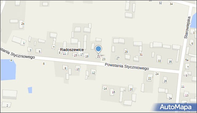 Radoszewice, Powstania Styczniowego, 21, mapa Radoszewice