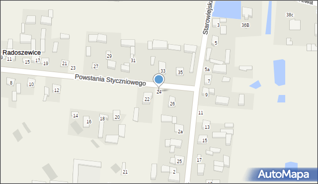 Radoszewice, Powstania Styczniowego, 24, mapa Radoszewice