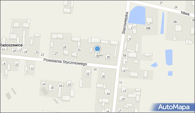 Radoszewice, Powstania Styczniowego, 33, mapa Radoszewice