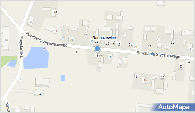 Radoszewice, Powstania Styczniowego, 8, mapa Radoszewice