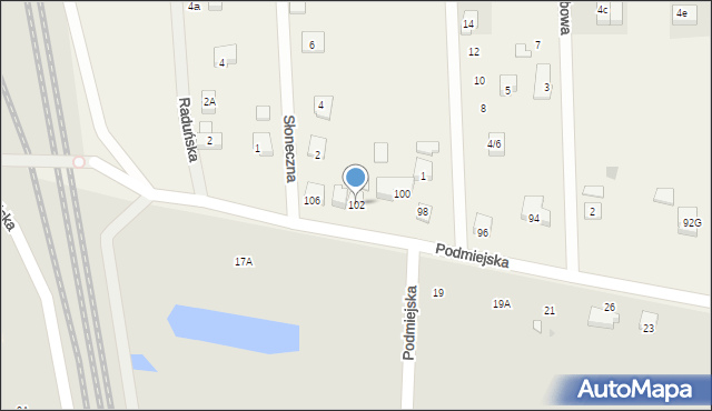 Radunica, Podmiejska, 102, mapa Radunica