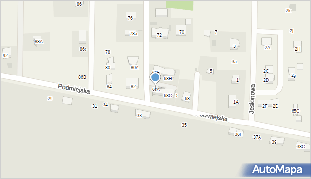 Radunica, Podmiejska, 68A, mapa Radunica