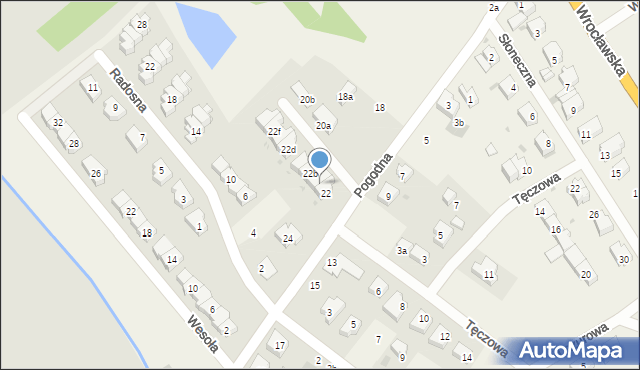 Radwanice, Pogodna, 22a, mapa Radwanice