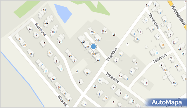 Radwanice, Pogodna, 22b, mapa Radwanice