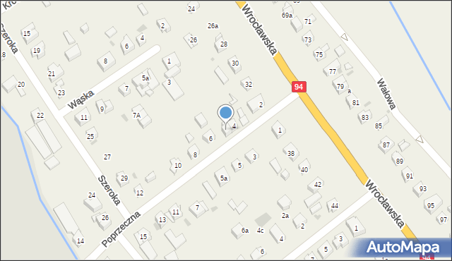 Radwanice, Poprzeczna, 4a, mapa Radwanice