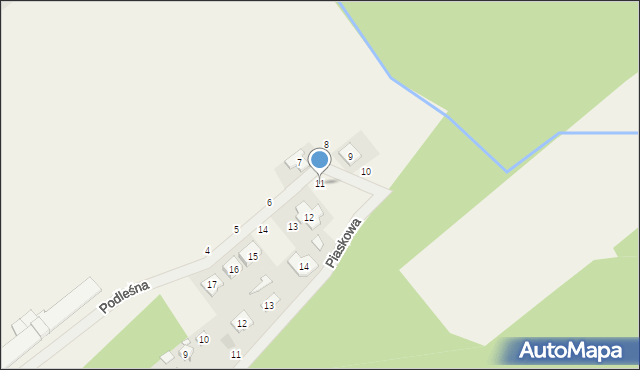 Radzewice, Podleśna, 11, mapa Radzewice