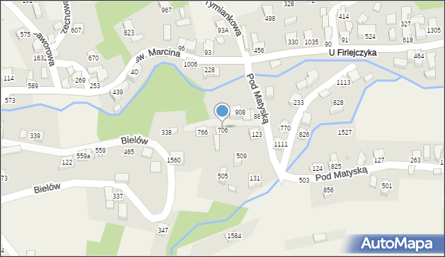 Radziechowy, Pod Matyską, 706, mapa Radziechowy