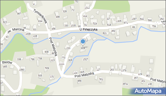 Radziechowy, Pod Matyską, 828, mapa Radziechowy