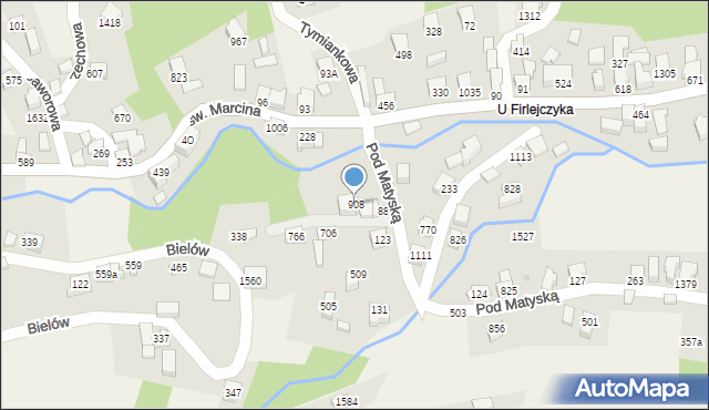 Radziechowy, Pod Matyską, 908, mapa Radziechowy