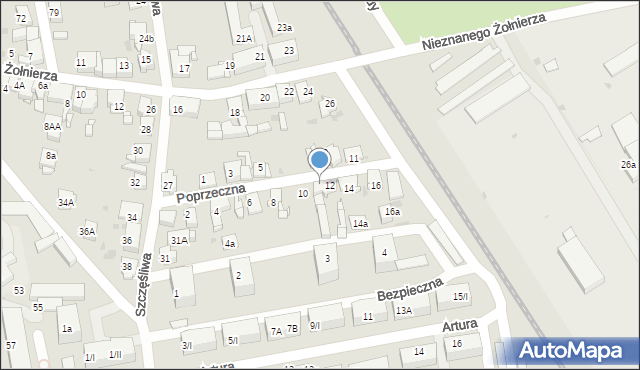 Radzionków, Poprzeczna, 12A, mapa Radzionków