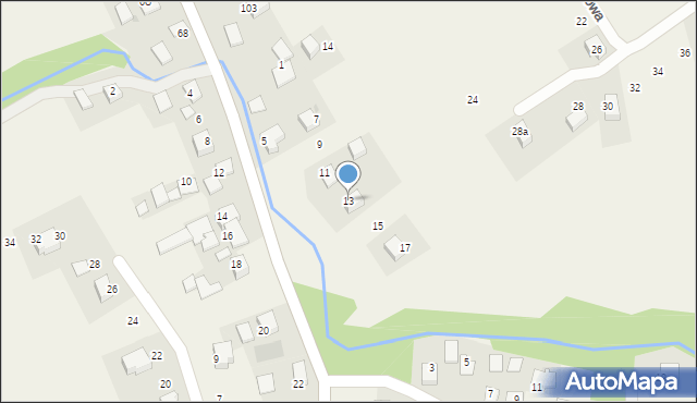 Radziszów, Podlesie, 13, mapa Radziszów