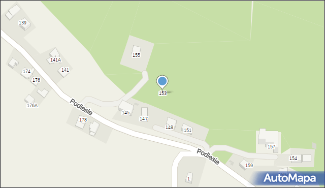Radziszów, Podlesie, 153, mapa Radziszów