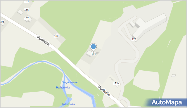 Radziszów, Podlesie, 171, mapa Radziszów