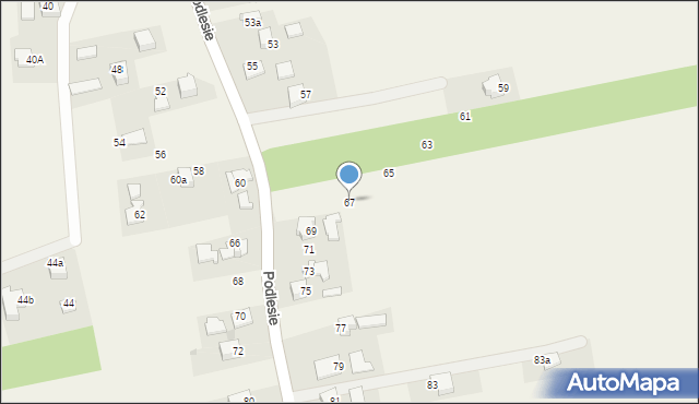 Radziszów, Podlesie, 67, mapa Radziszów