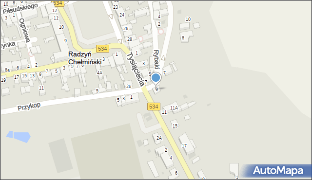 Radzyń Chełmiński, Podgrodzie, 9, mapa Radzyń Chełmiński