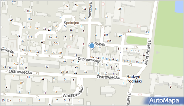 Radzyń Podlaski, Pocztowa, 2a, mapa Radzyń Podlaski