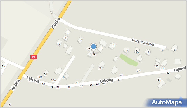 Radzyń Podlaski, Porzeczkowa, 3A, mapa Radzyń Podlaski