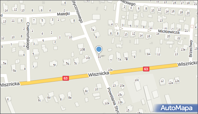Radzyń Podlaski, Powstania Styczniowego, 11, mapa Radzyń Podlaski